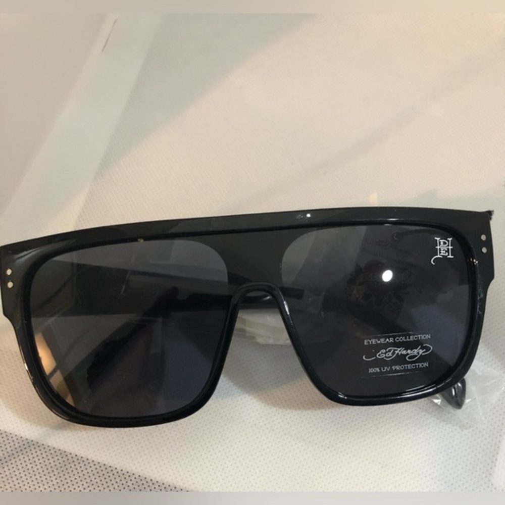 Ed Hardy black acetate frame 100% UV protection love kills slowly sunglasses new - Picture 2 of 4